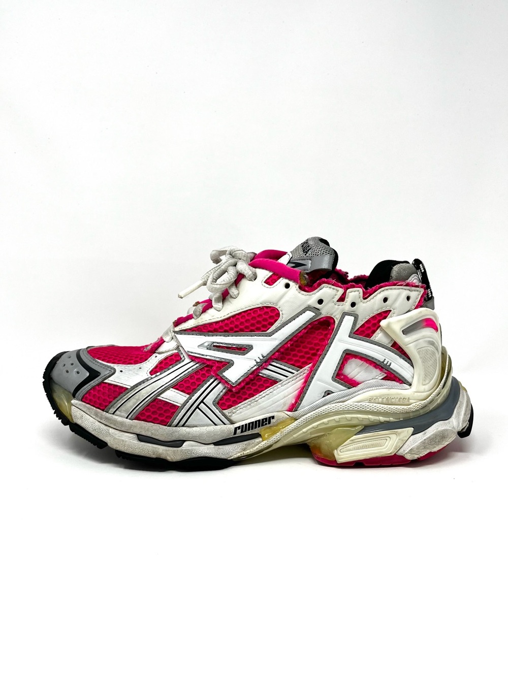 Authentic Balenciaga Womens Hot Pink White Runner Sneakers Shoes Chunky 40 10 - Picture 1 of 13